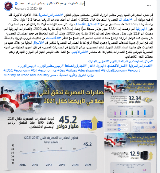 بيان رسمي على صفحة مركز المعلومات ودعم اتخاذ القرار