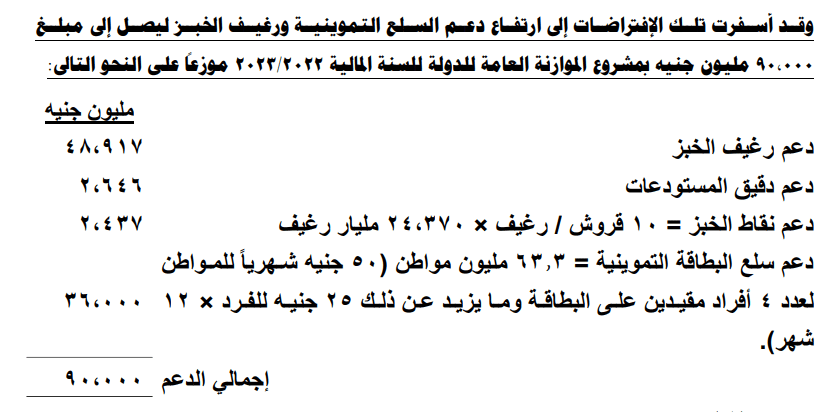 صورة من الصفحة 99 من البيان المالي للموازنة العامة للعام 2022 – 2023