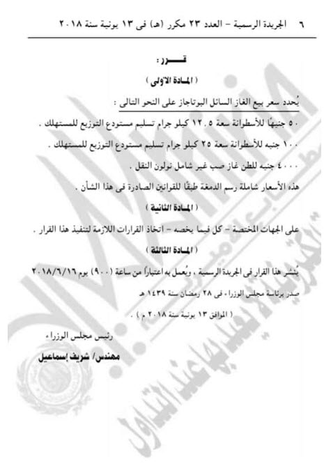 قرار الحكومة برفع سعر أسطوانات البوتاجاز إلى 50 جنيهًا