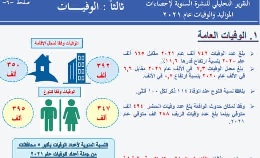 تقرير الوفيات من الجهاز المركزي للإحصاء