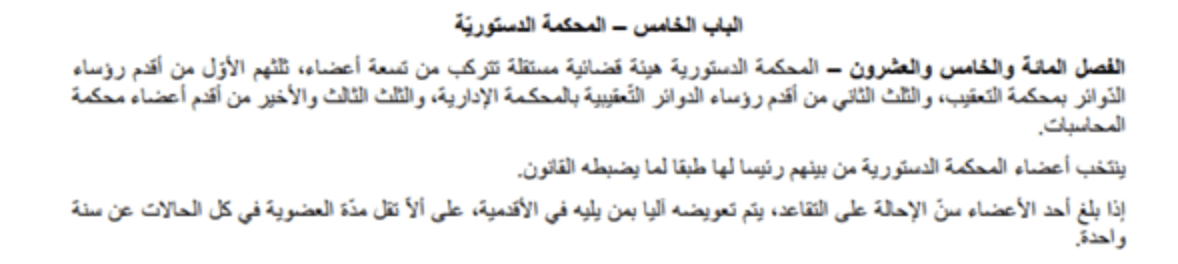 الفصل المائة والخامس والعشرون الوارد في النسخة الأولى من الدستور يوم 30 يونيو 2022 