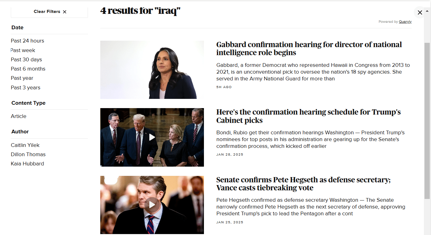 التقارير التي وردت فيها كلمة العراق بموقع شبكة CBS بعد تنصيب وزير الدفاع 