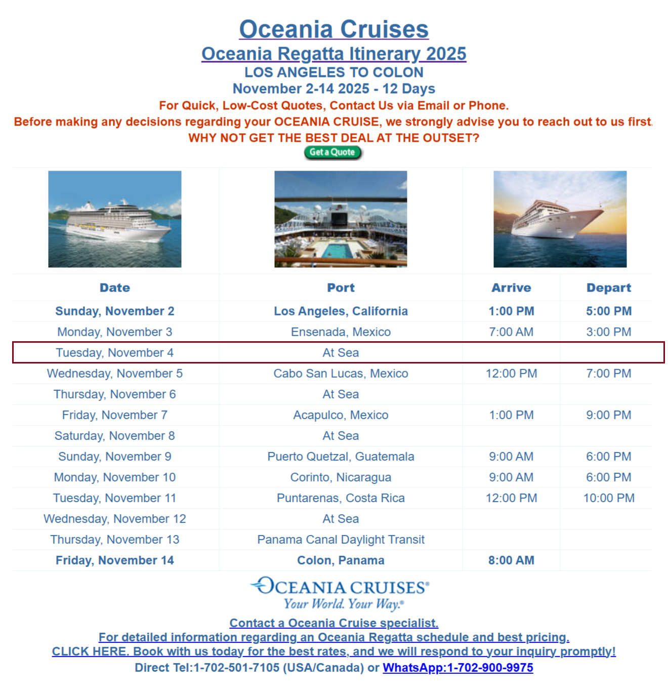 رحلة السفينة السياحيّة Regatta تحت المجهر