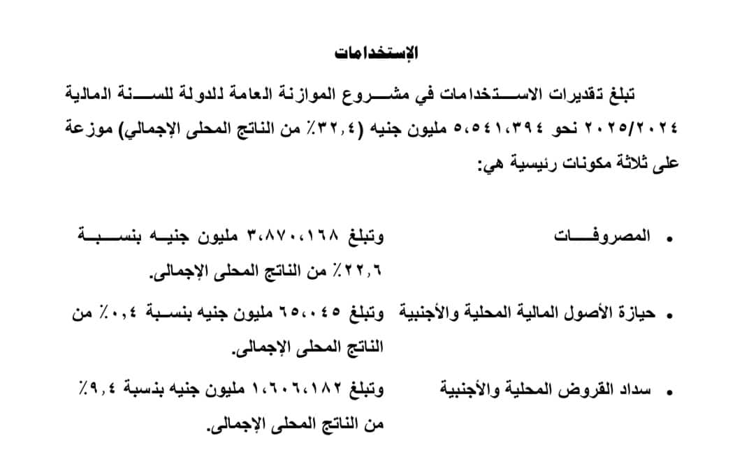 استخدامات وقروض موازنة 2024 - 2025