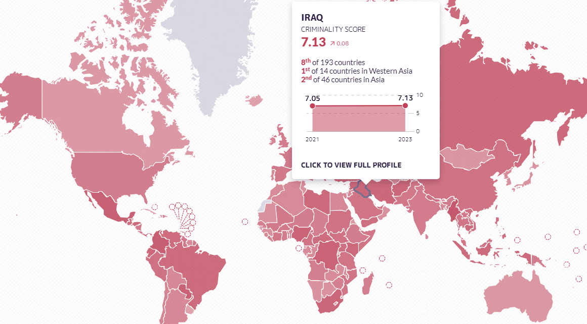 العراق في مؤشر الجريمة المنظمة العالمي لعام 2023