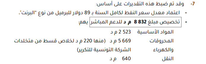 القيمة التقديرية لنفقات الدعم لسنة 2023