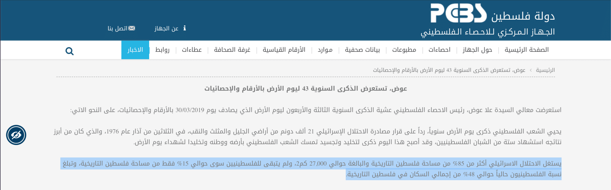 المساحة الجغرافية لفلسطين التاريخية