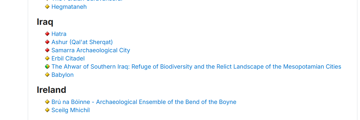 المواقع الأثرية العراقية المدرجة في قائمة اليونسكو