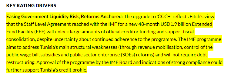 مقتطف من مقال فيتش حول اتفاق تونس مع البنك الدولي