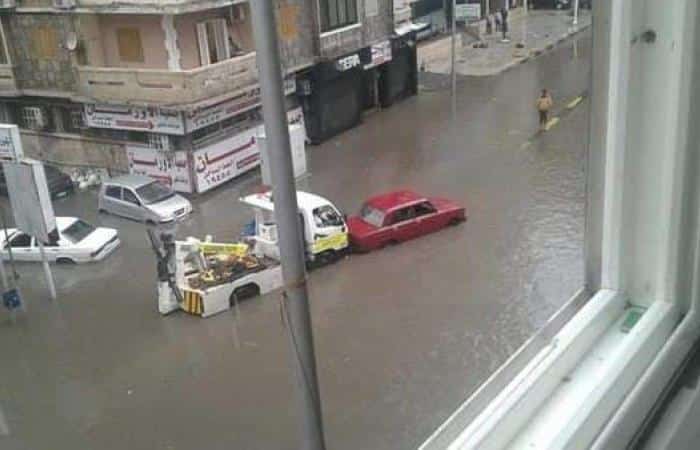 صورة أرشيفية لتراكم مياه الأمطار في مصر