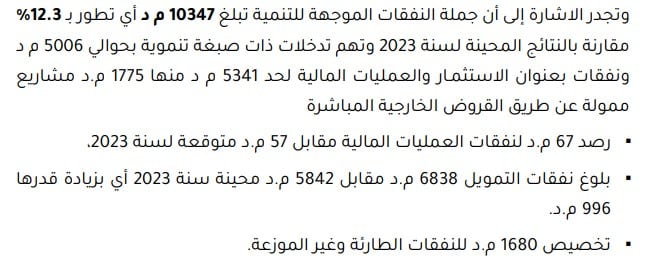 تقرير مشروع الميزانية لسنة 2024