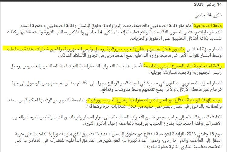 تقرير وكالة تونس أفريقيا عن الأحداث الوطنية لشهر يناير 2023