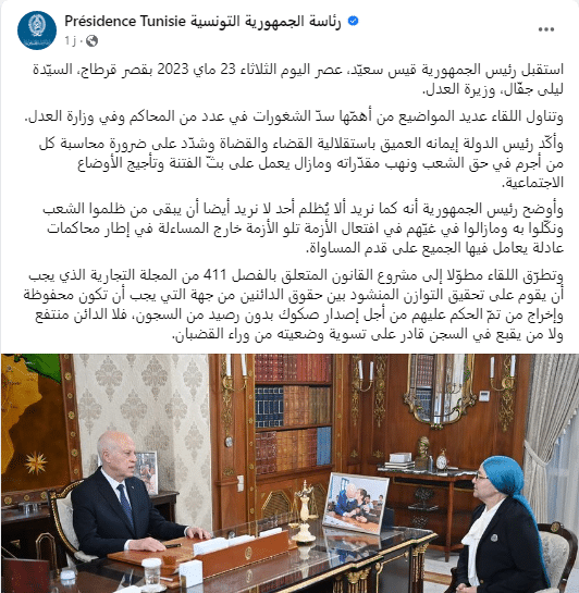 لقاء الرئيس سعيّد بوزيرة العدل