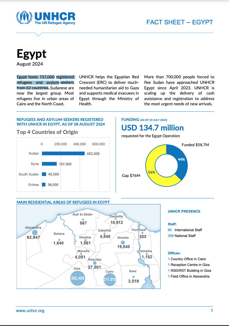 عدد اللاجئين في مصر - الأمم المتحدة