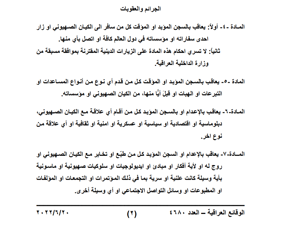 عقوبات قانون تجريم التطبيع 2022