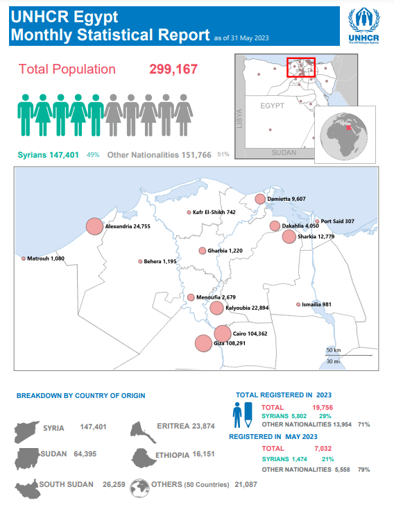 تقرير المفوضة السامية للأمم المتحدة لشؤون اللاجئين في مصر