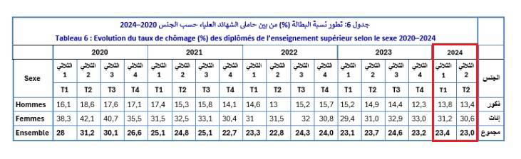 نسبة البطالة من بين حاملي الشهادات العليا