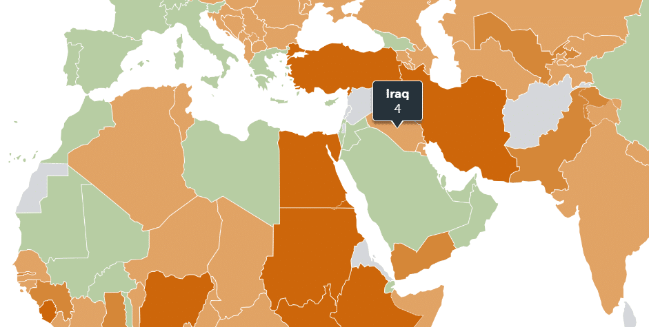 نسبة التضخم السنوية في العراق مقارنة ببلدان المنطقة