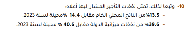 نسبة كتلة الأجور من الناتج المحلي الخام ونفقات الميزانية