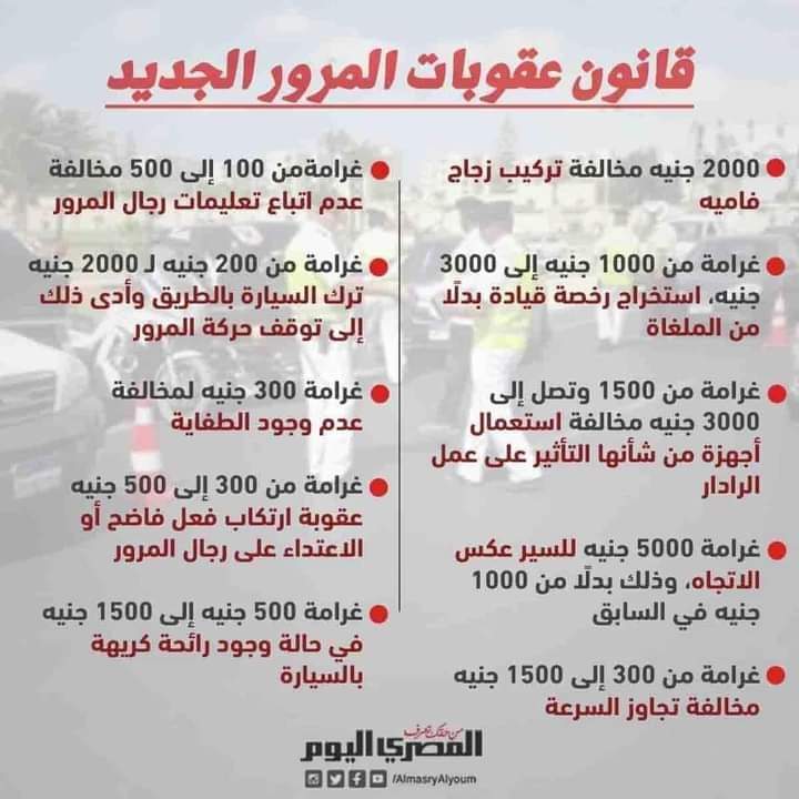 قانون عقوبات المرور الجديد 