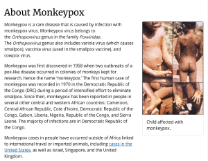 تم اكتشاف جدري القردة بين البشر لأول مرة عام 1970 بجمهورية الكونغو الديمقراطية