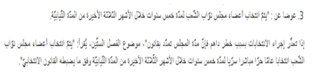 تعديل الفصل الستون طبقًا للنسخة الثانية من الدستور يوم 8 يوليو 2022 