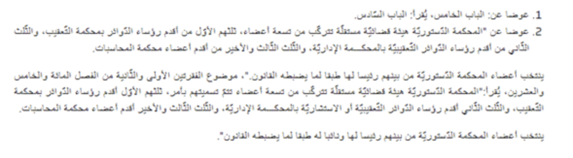 تعديل الفصل المائة والخامس والعشرون طبقًا للنسخة الثانية من الدستور يوم 8 يوليو 2022 