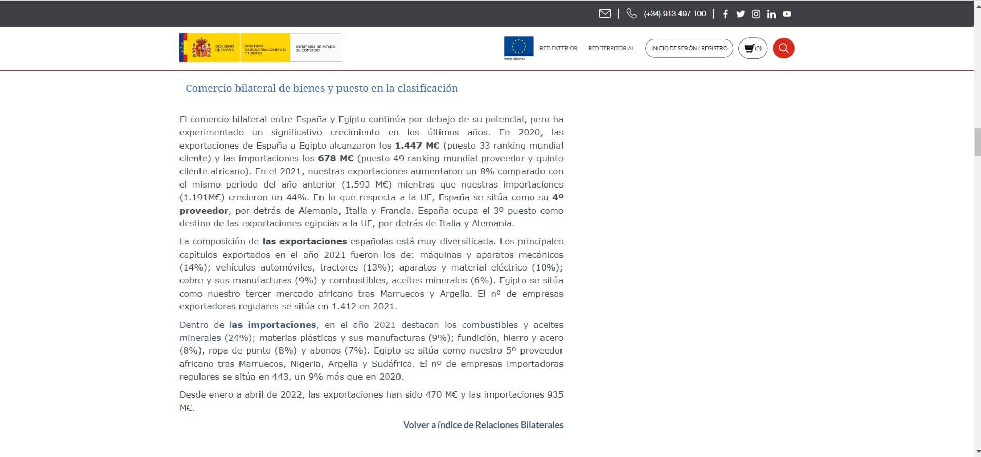 بيانات موقع إسبانيا للتصدير والاستثمار