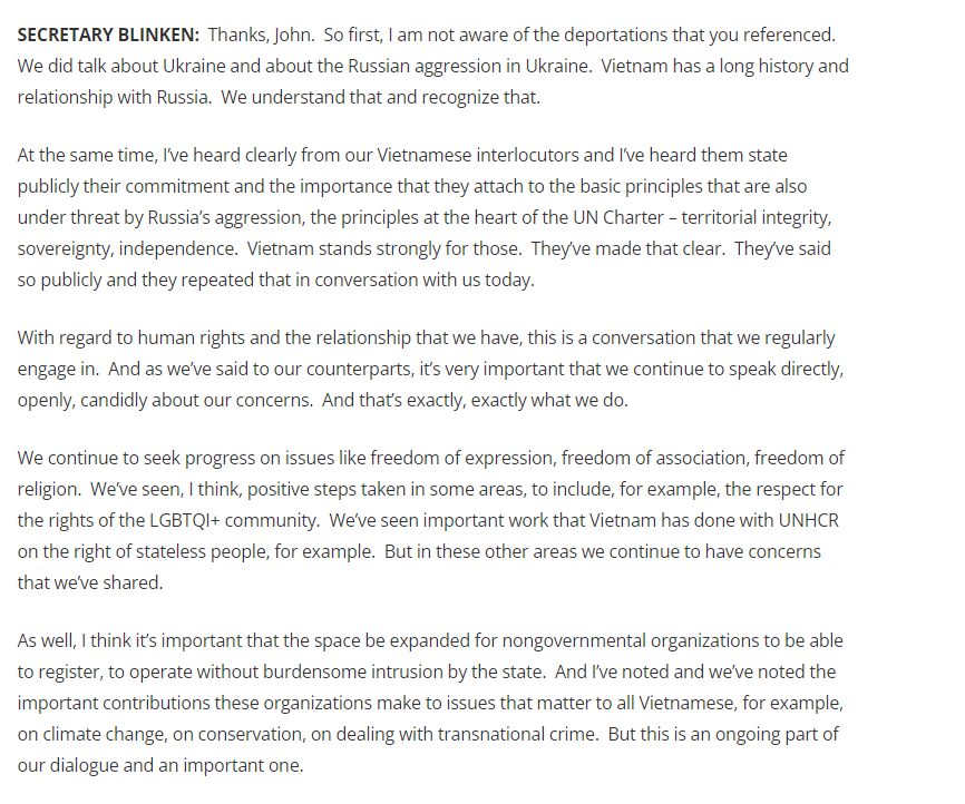 تصريحات وزير الخارجية الأمريكي