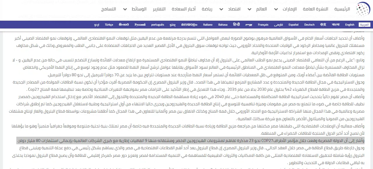 تصريحات وزير البترول المصري