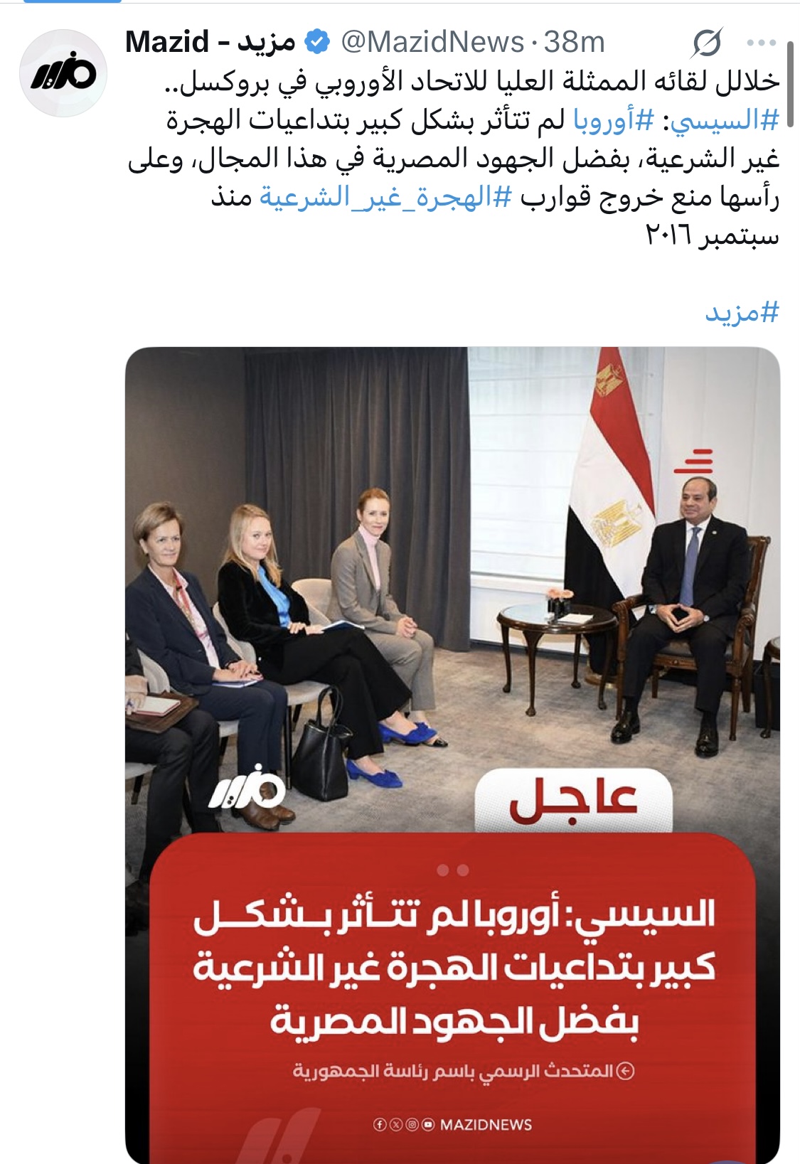 تصريحات السيسي عن الهجرة غير الشرعية