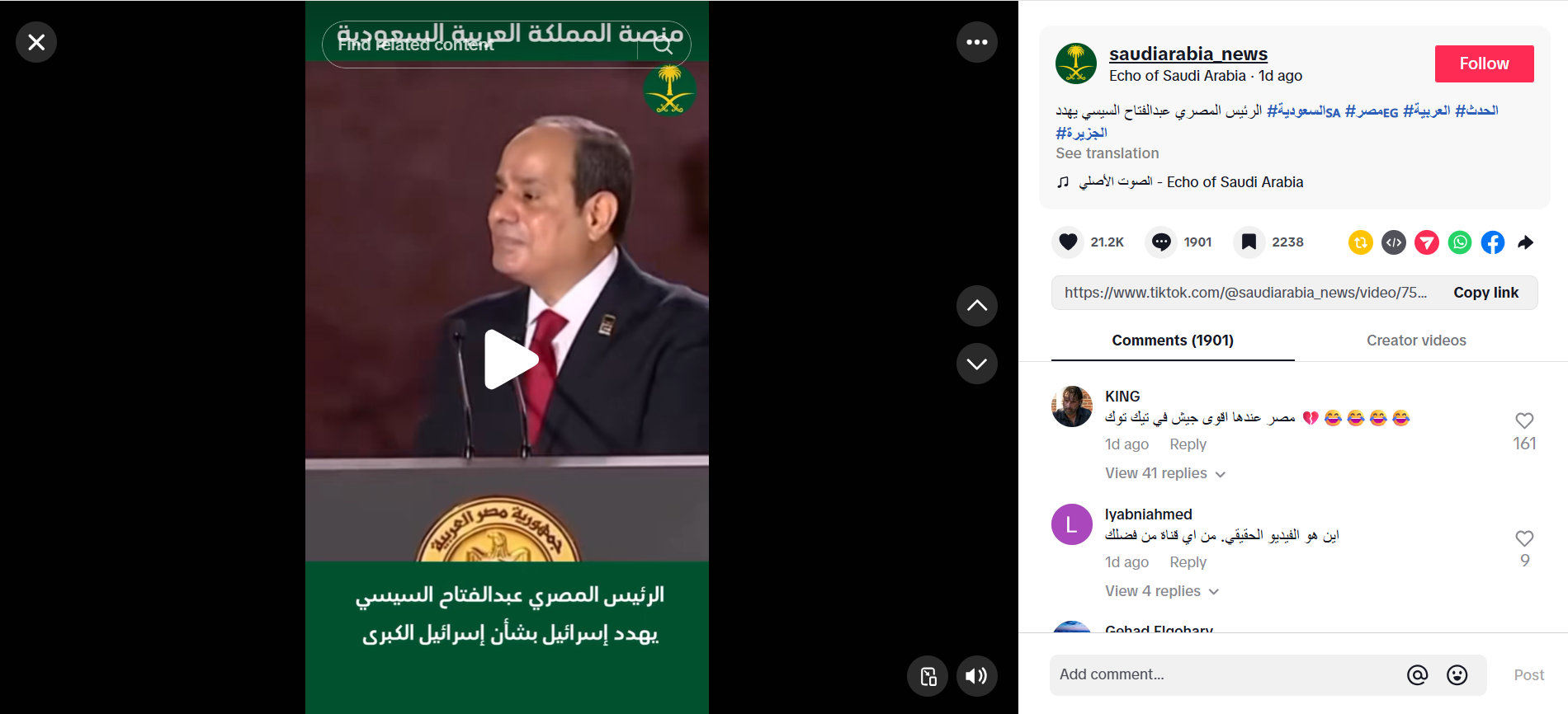 فيديو متداول للرئيس المصري