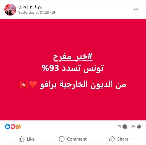 الادعاء بتسديد تونس 93% من الديون الخارجية