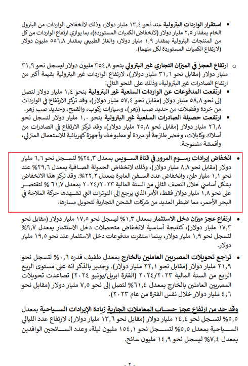 بيانات البنك المركزي عن إيرادات قناة السويس