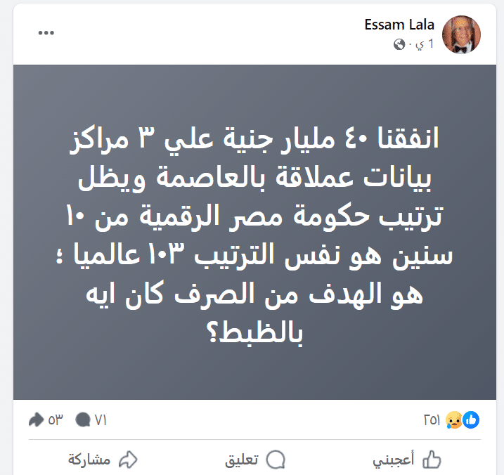 تداول أنباء عن ترتيب مصر الرقمية 