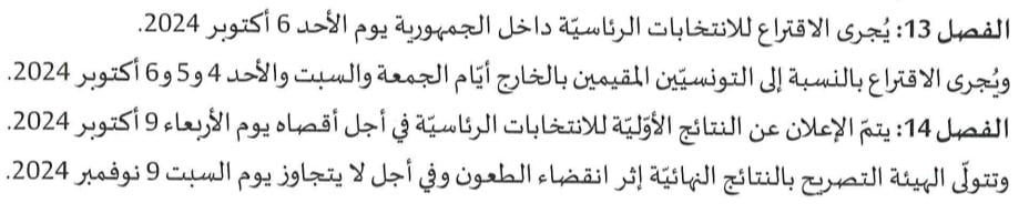رزنامة الانتخابات الرئاسية التونسيّة لسنة 2024