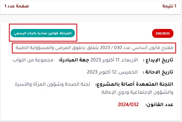 مقترح قانون حقوق المرضى والمسؤولية الطبية المصادق عليه في الجلسة العامة