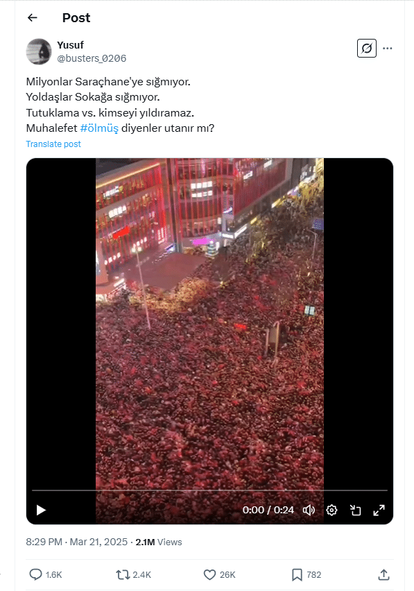 الفيديو المتداول عن احتجاجات مليونية في تركيا